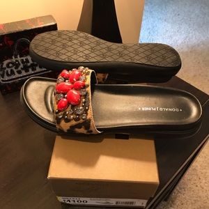 Donald Pliner Slide Leopard Pony with Stones